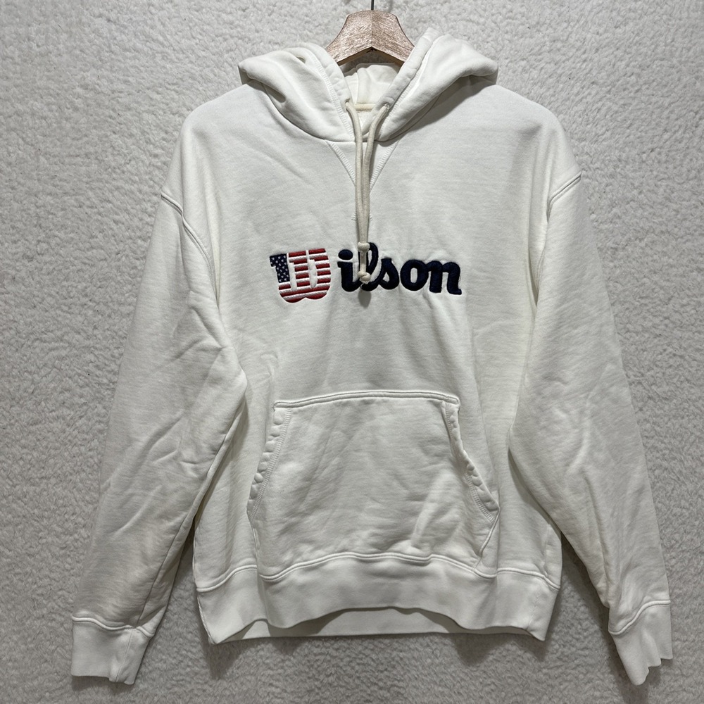 Wilson America Ivory White Pullover Hoodie Size Small Made‎ In USA